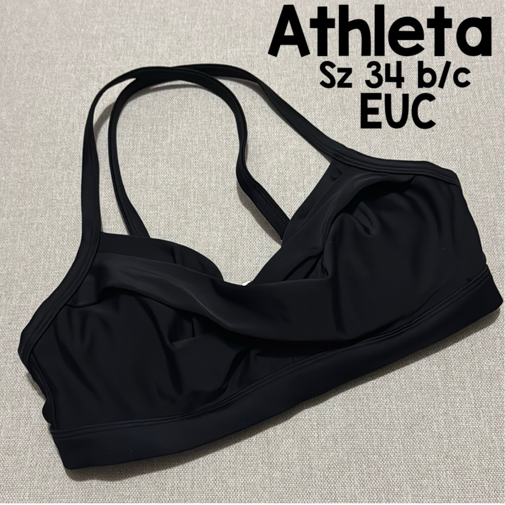 Athleta Twister Bikini Top-Sz 34 b/c-Black-Adjustable Straps-Padded-Underwire